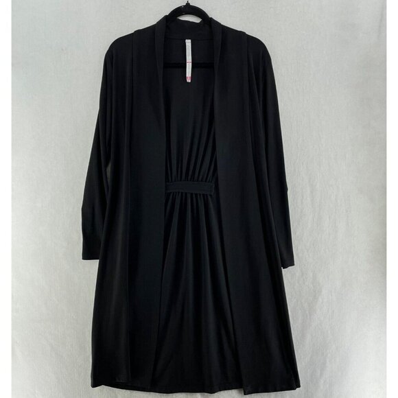 Last Tango Duster Jacket Women's Sz Small Black Long Open Front Pleated Stretch - Picture 1 of 10